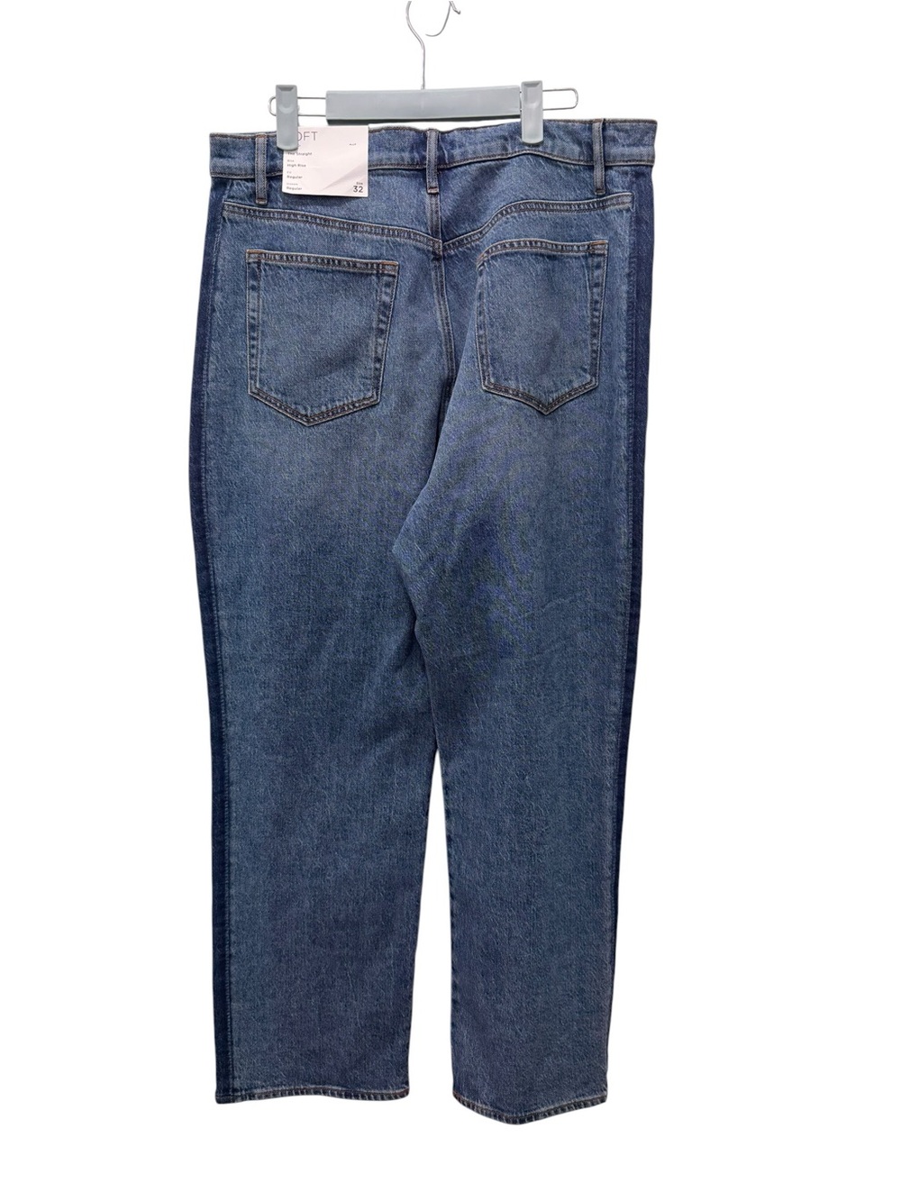 LOFT Blue Straight-Leg High Rise Jeans. Size 32. NWT. Sides are darker denim - Picture 3 of 10